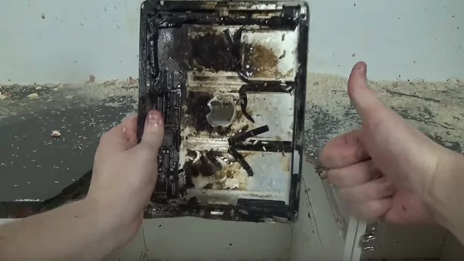 Old Ipad, destroyed by fire, but thumbs up